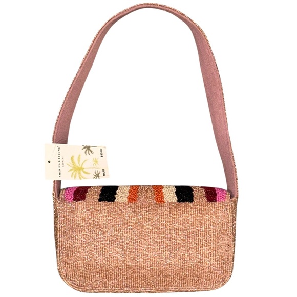 America & Beyond Geometric Chevron Geode Multicolor Beaded Bag NEW NWT - Picture 4 of 8